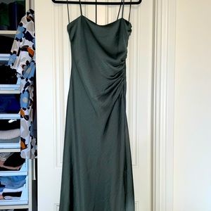 Zara Forest Green Satin Dress